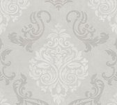 Barok behang Profhome 953721-GU vliesbehang licht gestructureerd in barok stijl glinsterend grijs wit zilvergrijs 5,33 m2