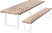 Tuinset Douglas | Tuintafel 280 x 90 cm + Tuinbankje - Witte Stalen U poten + Tijdelijk Gratis Onderhoudspakket - inclusief montage