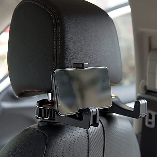 2 In 1 Auto Hoofdsteun Verborgen Haak Met Telefoon Houder Auto Seat Terug Hanger - Draagbare Opslag Haak Telefoon Houder Auto -fastener Clip
