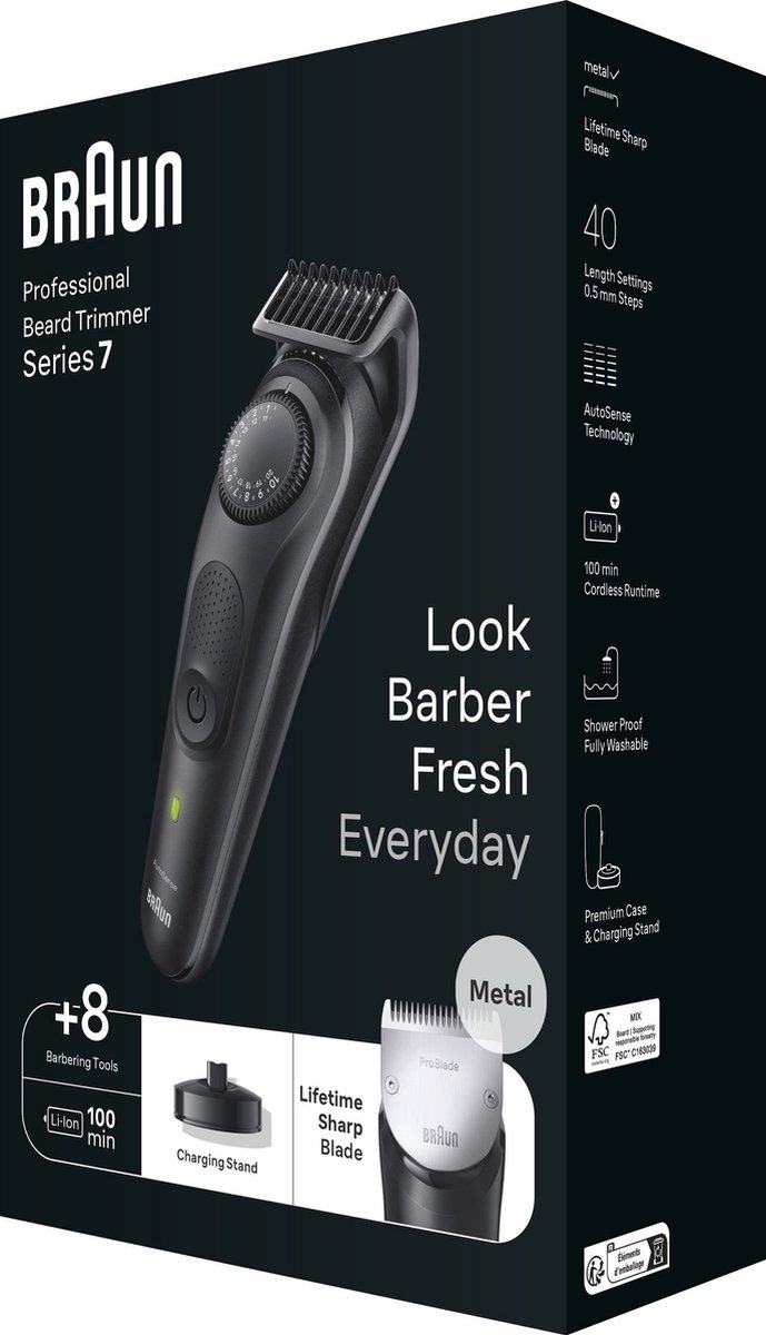 Tondeuse à barbe Braun - Série 7 - BT7440 - Tondeuse avec outils de  coiffure et... | bol.com