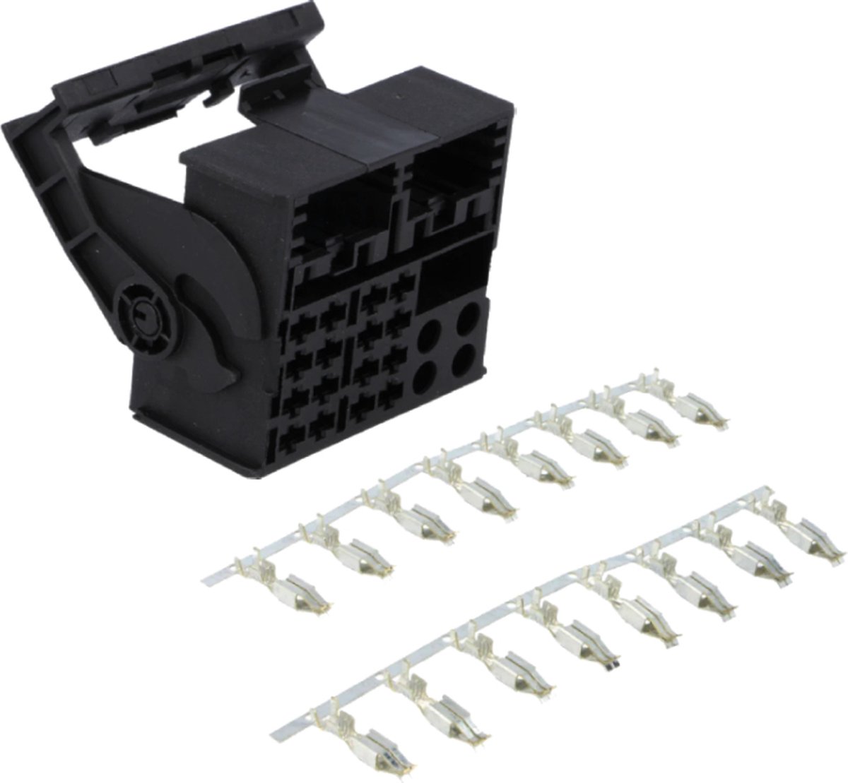 Quadlock Connector Mannelijk - VW - Inclusief 16 Vrouwelijke Pinnen - Zwart