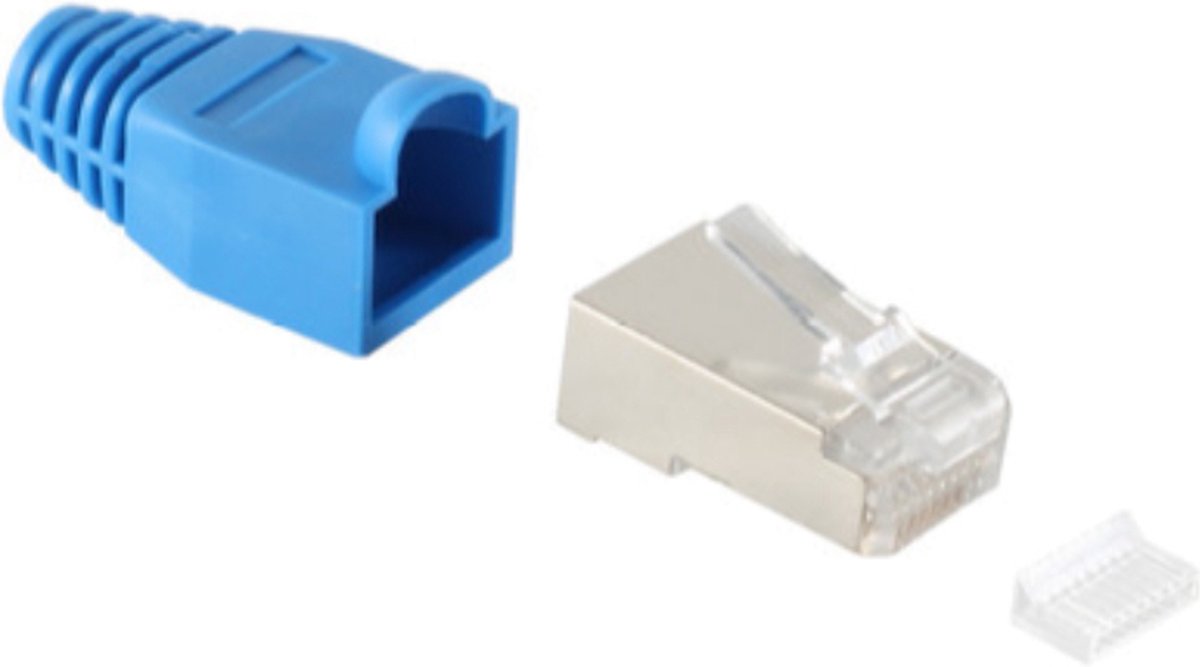 Netzwerkstecker cat.5 u. 6 Einführhilfe+Tülle blau