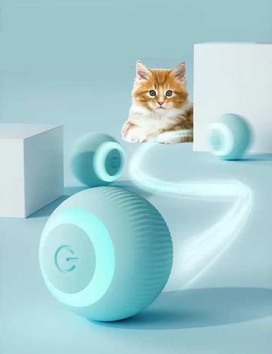 Interactief Kattenspeeltje - Zelfrollende Bal voor Katten en Honden - Oplaadbaar - Blauw cadeau geven