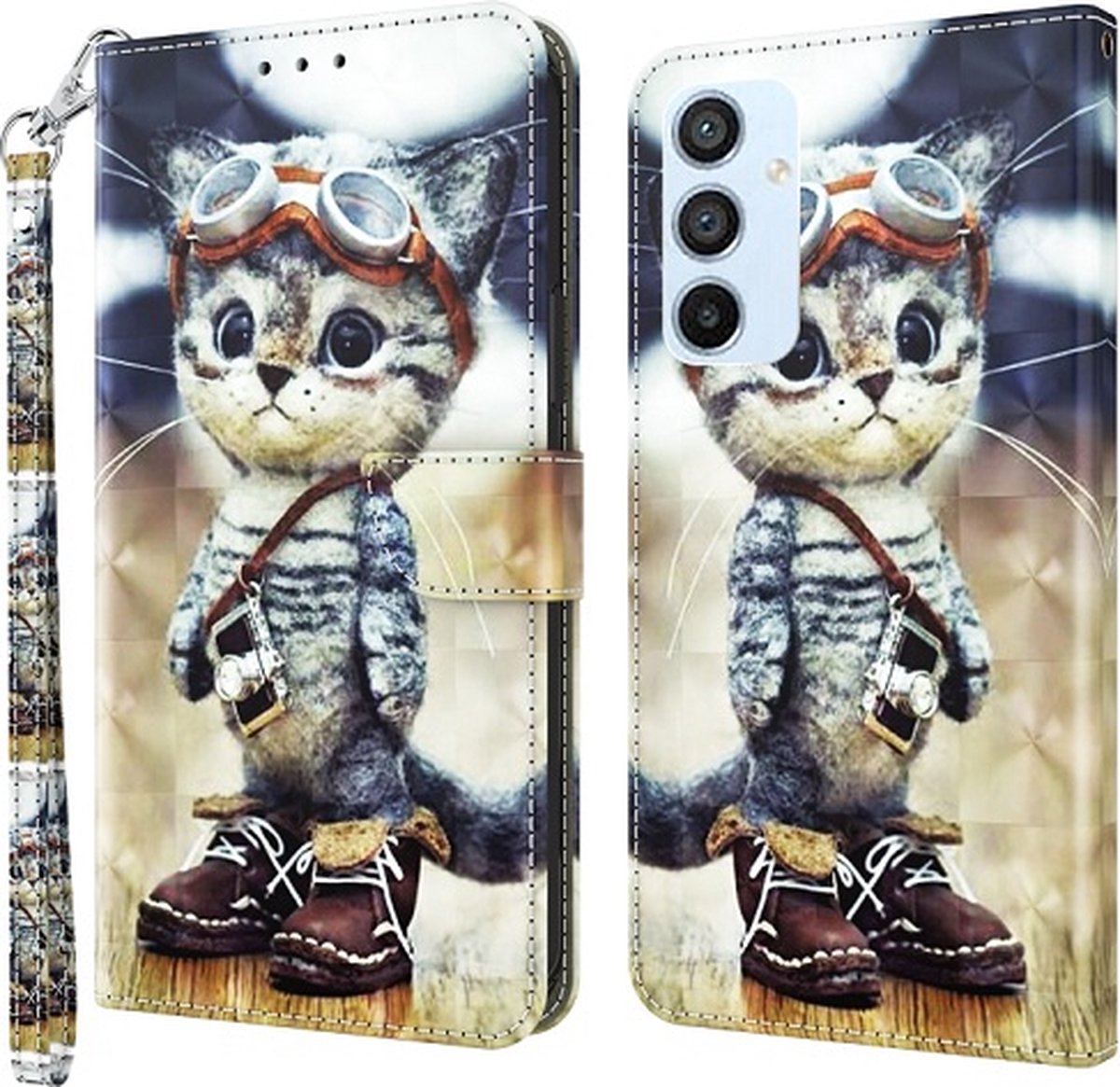 Cool poes book case hoesje geschikt voor Samsung Galaxy A54 5G