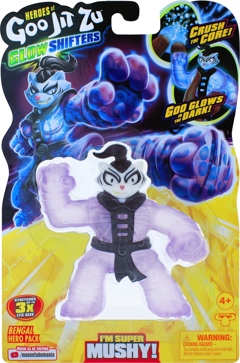 Goo Jit Zu Shifters superhelden set - Bengal - Glow in the dark - Stretchfiguur