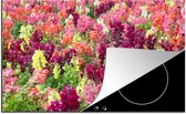KitchenYeah® Inductie beschermer 77x51 cm - Gekleurde leeuwenbekken in een veld - Kookplaataccessoires - Afdekplaat voor kookplaat - Inductiebeschermer - Inductiemat - Inductieplaat mat