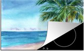 KitchenYeah® Inductie beschermer 77x51 cm - Strand - Palmboom - Zee - Kookplaataccessoires - Afdekplaat voor kookplaat - Inductiebeschermer - Inductiemat - Inductieplaat mat