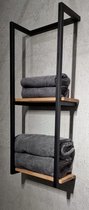 Badkamer Plank - Handdoekrek - Hout - Metaal - Industrieel - 35 cm