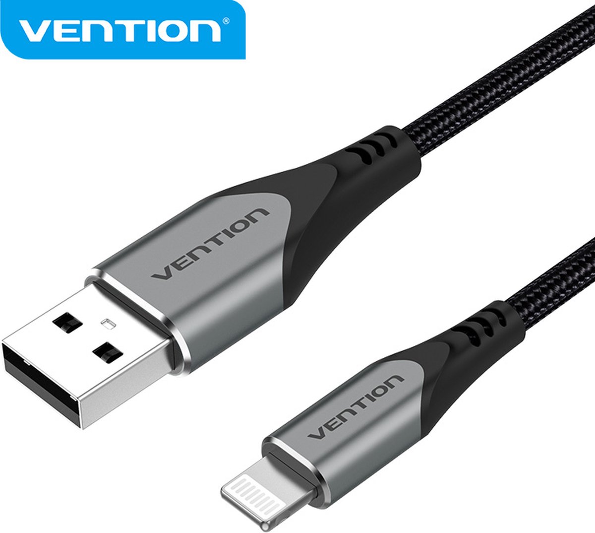 Vention iPhone kabel USB 2.0 A naar Lightning met MFI Certificaat Oplaadkabel 2 m Zwart