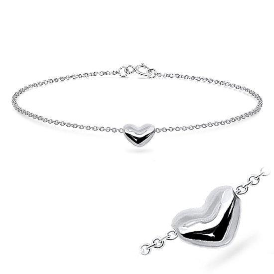 Joy|S - Zilveren hartje armband - 18 cm