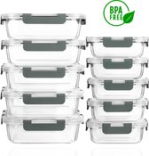Plateaux de Prep de repas Formilo - Récipients Boîtes de conservation étanches - Plateaux de congélation - Hermétique - Sans BPA - Glas - 10 pièces