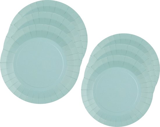 Santex Feest/verjaardag borden set - 40x stuks - lichtblauw - 17 cm en 22 cm