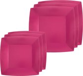 Santex Feest/verjaardag bordjes set - 40x stuks - fuchsia roze - 18 cm en 23 cm