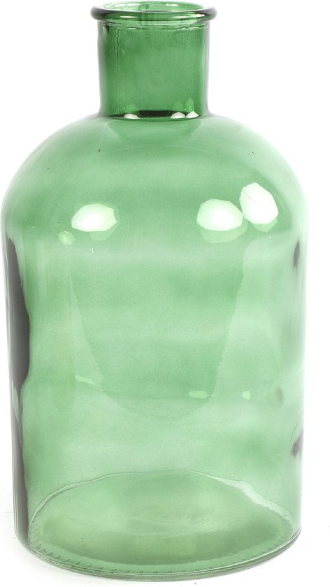 Countryfield Bloemenvaas - mintgroen - doorzichtig glas - apotheker fles - D17 x H30 cm