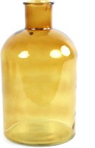 Countryfield Bloemenvaas - goudgeel - doorzichtig glas - apotheker fles - D17 x H30 cm - vaas