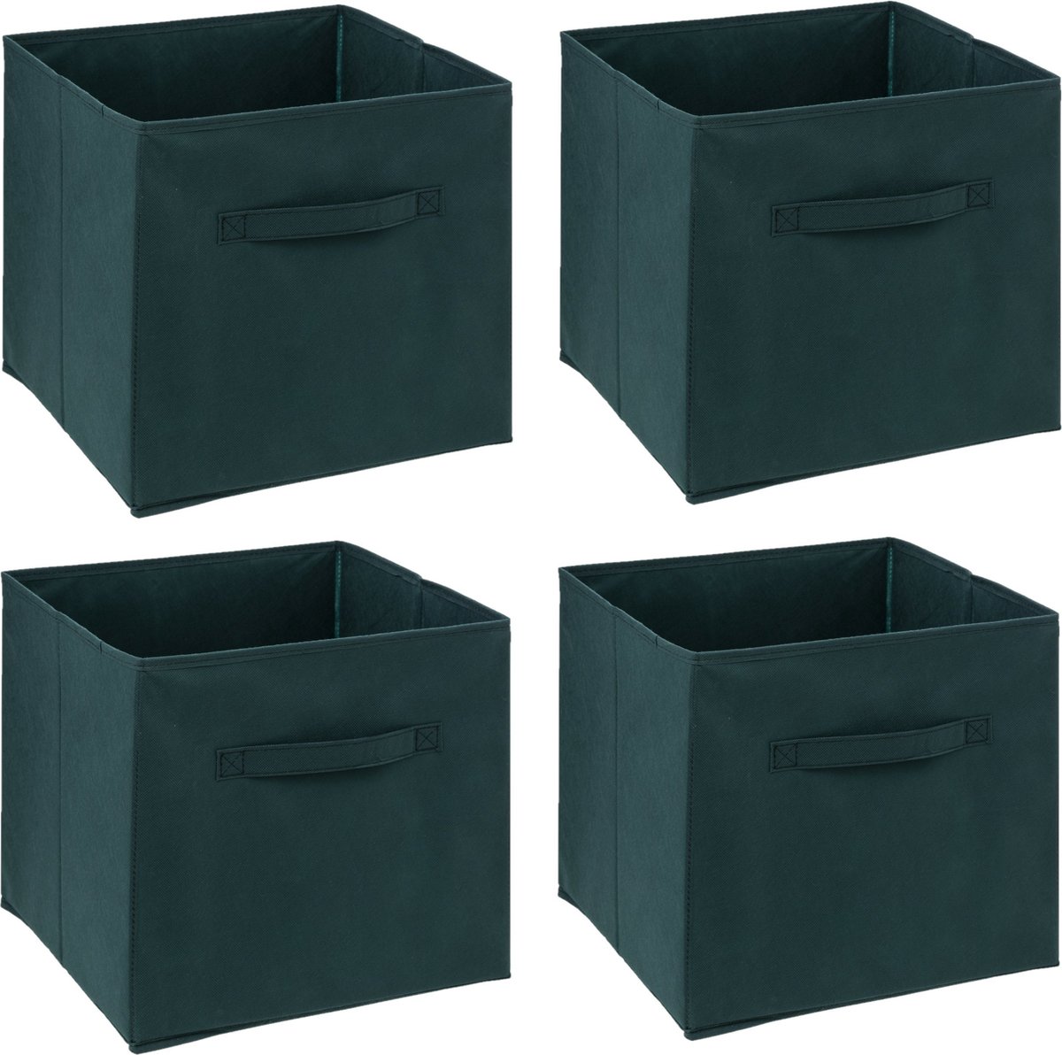 5Five® 5Five Opbergmand/kastmandje - 6x - Smaragd groen - 31 x 31 x 31 cm - 29 liter - Vakkenkast manden - Stof met versterkte bodem - Opvouwbaar Emerald groen