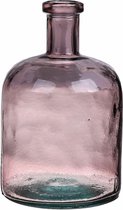 Bellatio Design Bloemenvaas - roze transparant gerecycled glas - D15 x H24 cm - vaas
