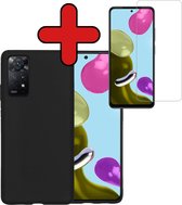 Hoesje Geschikt voor Xiaomi Redmi Note 11 Hoesje Siliconen Case Hoes Met Screenprotector - Hoes Geschikt voor Xiaomi Redmi Note 11 Hoes Cover Case - Zwart