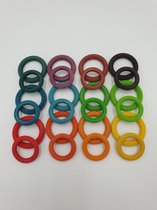Houten ringen - Regenboogkleuren - 24 stuks - Verschillende formaten - Open einde speelgoed - Educatief montessori speelgoed - Grapat en Grimmsstyle