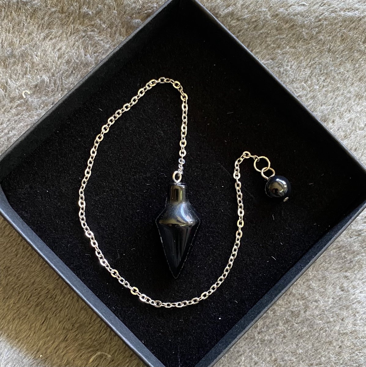 Pendel Onyx met eindkraaltje - Focus - 24cm - Bewaardoosje - Edelsteen - Spiritualiteit - Magie