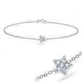 Joy|S - Zilveren armband - ster met kristal - 18 cm