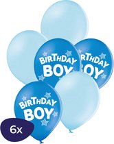 Birthday Boy Ballonnen – Bedrukte Ballonnen - Happy Birthday Ballonnen - Helium Ballonnen - Verjaardag Versiering - Blauwe Ballonnen - 6 Stuks