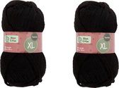 Laine à tricoter Alison & Mae | Noir | 2 ampoules | 9 - 10 mm d'épaisseur | 100% acrylique | 2x100m | 2x200g