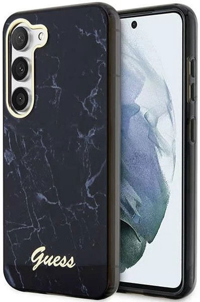 Guess Samsung Galaxy S23 Hoesje Back Cover Marmer Zwart