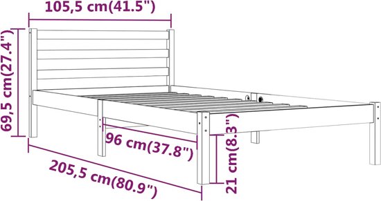 vidaXL - Bedframe - massief - grenenhout - 100x200 - cm