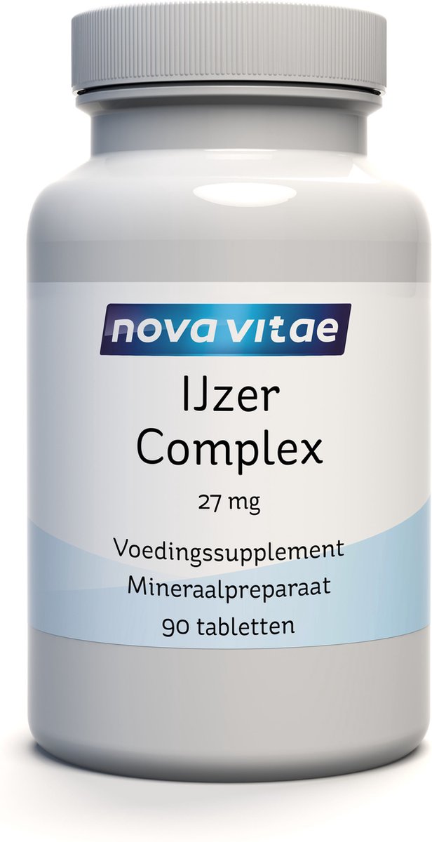 Goedkoopste Nova Vitae - IJzer Supplement - IJzer Complex - 27 mg - 90 - tabletten - bij vermoeidheid - voor meer energie - Vegan