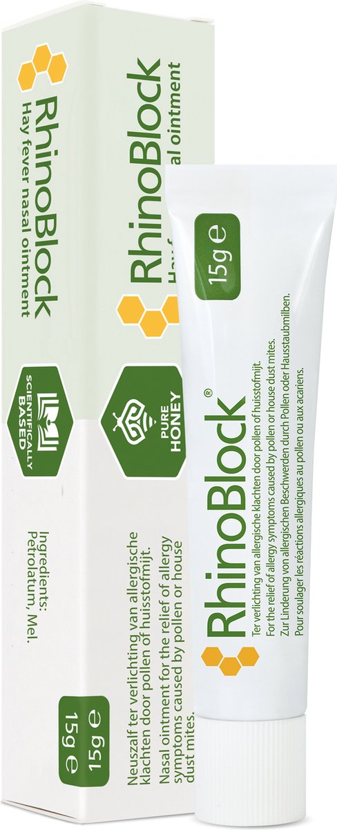 Goedkoopste RhinoBlock Neuszalf - Allergeen Blocker - Preventief bij hooikoorts en huisstofmijt - pollenallergie - huisstofmijtallergie - 15 gram