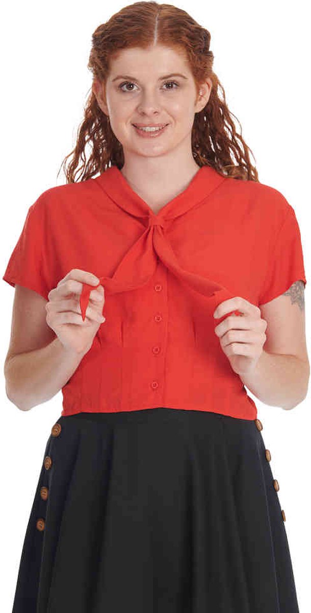 Banned Blouse -S- Summer Ahoy Rood