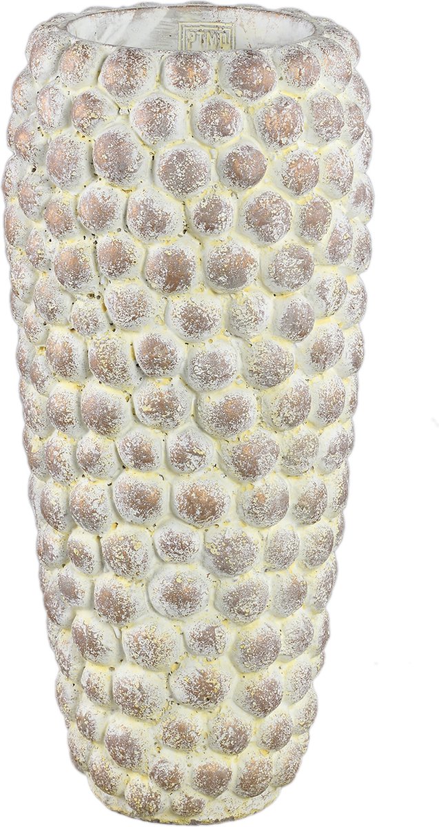 PTMD Bloempot Ruis - 20x20x45 cm - Cement - Creme
