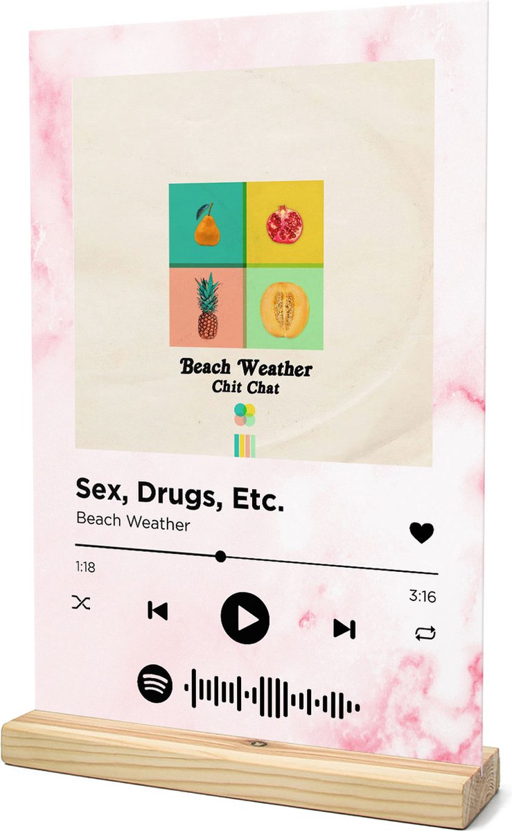 Songr Spotify Muziek Bordje - Sex, Drugs, Etc. - Beach Weather - 20x30 -  Roze - Dibond... | bol