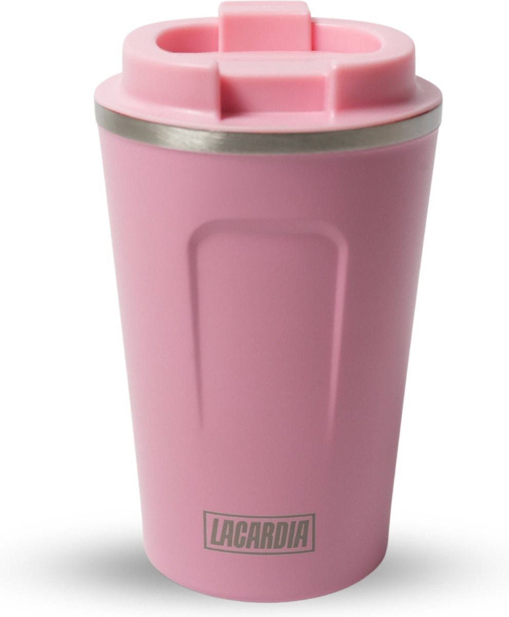 LaCardia Koffiebeker To Go Premium Roze – Thermosbeker – Theebeker – 380ML – Herbruikbaar