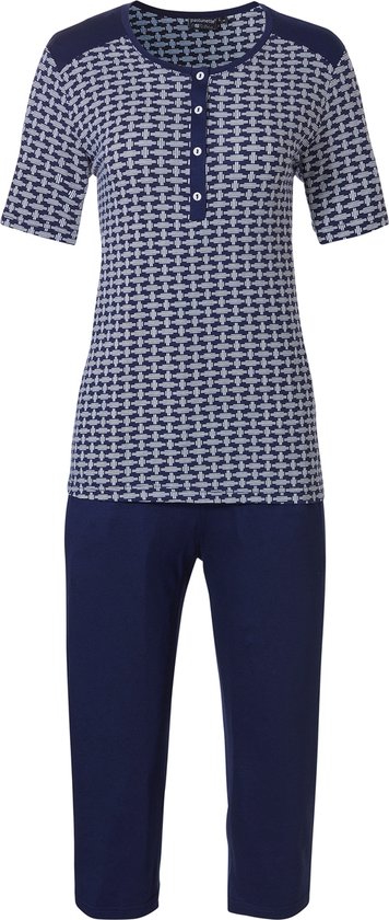 Pastunette Deluxe - Graphic Style - Pyjamaset - Maat 40 - Blauw/Wit – Viscose