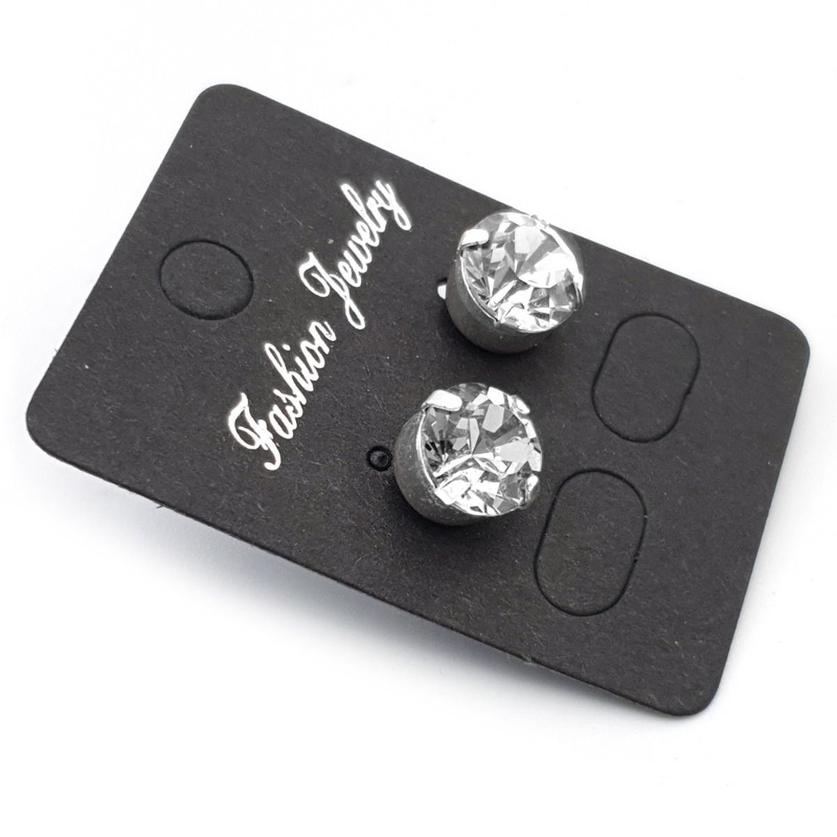 Zilveren oorstekers met een 8 mm rond naturel Swarovski element kristal steentje