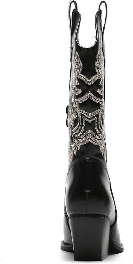 Smile Favorites® Dames Cowboylaarzen Western - Zwart - Imitatieleer - Maat 39 -