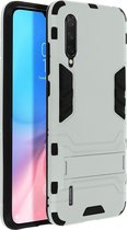 Geschikt voor Xiaomi Mi 9 Lite Hybride hoes Schokbestendig Video-steun zilver