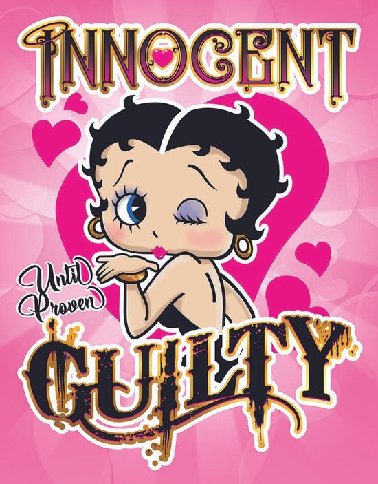 Betty Boop Guilty. Metalen wandbord 31,5 x 40,5 cm.