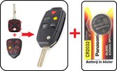 5 knoppen klapsleutel ombouwset + Batterij CR2032 geschikt voor Volvo sleutel / Volvo C30 / Volvo S40 / Volvo V70 / Volvo XC90 / Volvo autosleutel.