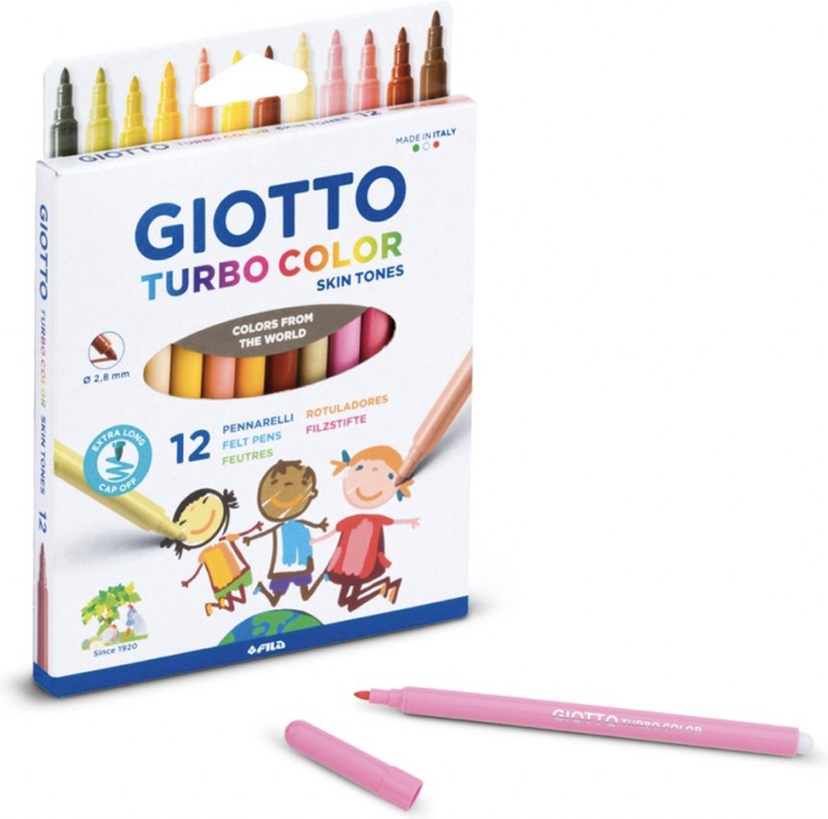 Giotto huidskleur stiften - 12 stuks - Huidskleurstiften - Skintone pencils - Turbo Color stiften - Nude Kleuren
