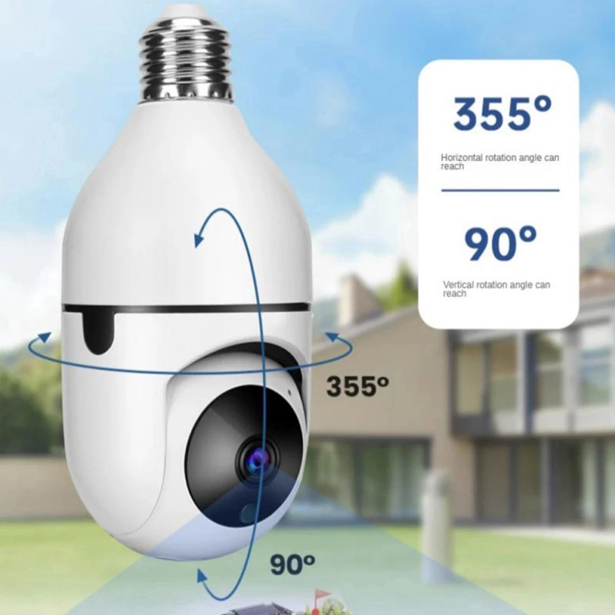 NARVIE smart camera led lamp - Beveiligingscamera - 100% Volledig Draadloos - Babyfoon - Smart Camera - werkt op 5G - WiFi Camera - Met Mobiele App - Incl. 32GB Geheugenkaart