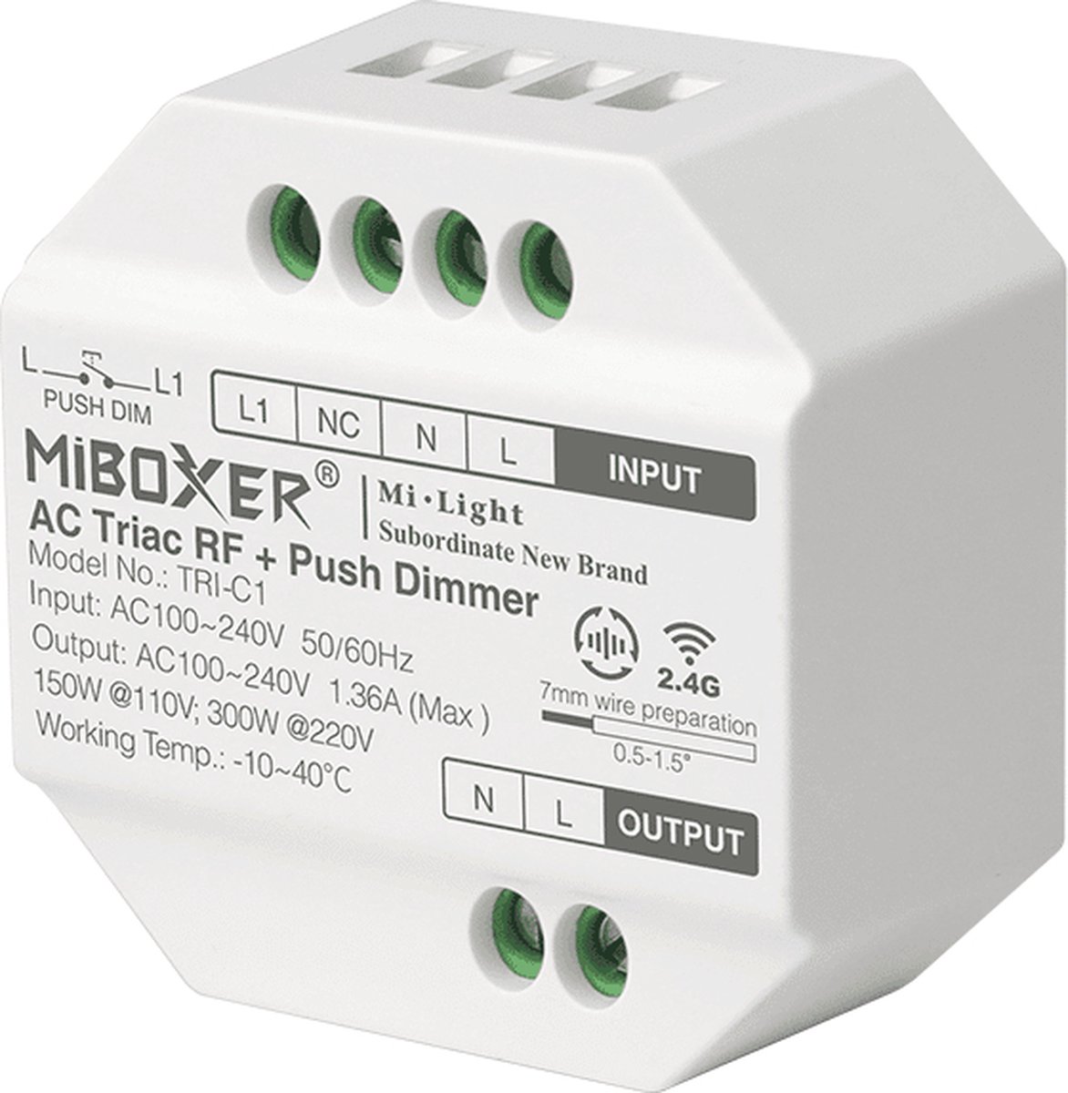 Mi-Light | Triac draadloze LED dimmer | 300W | Fase afsnijding