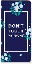 Telefoontasje Geschikt voor Samsung Galaxy A14 5G Smartphone Hoesje Flowers Blue Don't Touch My Phone