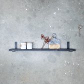 GoudmetHout Massief Eiken Wandplank - 100x15 cm - Zwart eiken - Industriële plankdragers L-vorm UP mat zwart - Staal - Zwarte wandplank