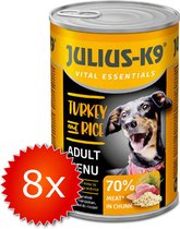 Julius-K9 - Hondenvoer - Blikvoer - Natvoer - Adult - Kalkoen & rijst - 8 x 1240g