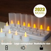 Clean Supply® Oplaadbare Waxinelichtjes - LED Kaarsen - 12 stuks - Inclusief Doorzichtige Behuizing - Nep Kaarsen - Theelichtjes - Horecakaarsen - Met Oplaadstation - Sfeerverlichting