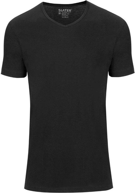 Slater 7820 - Basic Fit Extra Lang 2-pack T-shirt V-hals korte mouw zwart XL 100% katoen