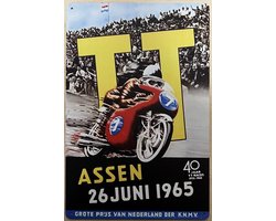 TT Assen circuit 1965 Motor Reclamebord van metaal METALEN-WANDBORD - MUURPLAAT - VINTAGE - RETRO - HORECA- BORD-WANDDECORATIE -TEKSTBORD - DECORATIEBORD - RECLAMEPLAAT - WANDPLAAT - NOSTALGIE -CAFE- BAR -MANCAVE- KROEG- MAN CAVE